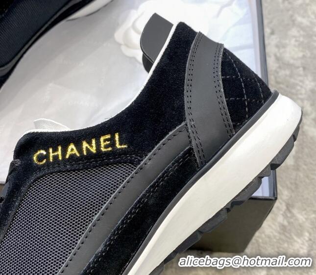 Classic Hot Chanel Fabric, Suede & Calfskin Sneakers G40012 Black/White