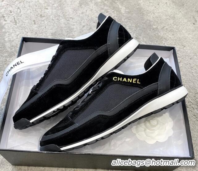 Classic Hot Chanel Fabric, Suede & Calfskin Sneakers G40012 Black/White