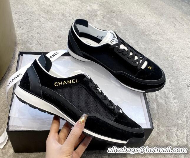 Classic Hot Chanel Fabric, Suede & Calfskin Sneakers G40012 Black/White