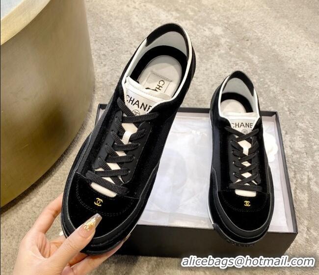 Classic Hot Chanel Fabric, Suede & Calfskin Sneakers G40012 Black/White