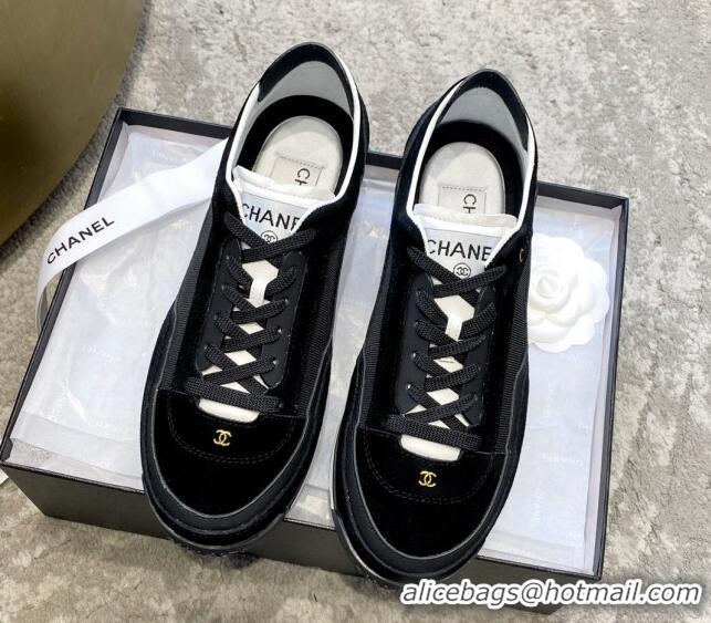 Classic Hot Chanel Fabric, Suede & Calfskin Sneakers G40012 Black/White