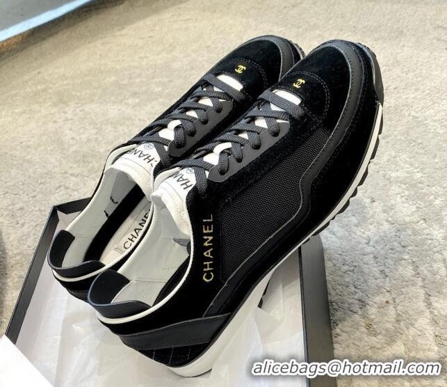 Classic Hot Chanel Fabric, Suede & Calfskin Sneakers G40012 Black/White