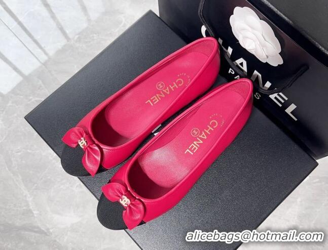 Purchase Chanel Lambskin & Grosgrain Ballerinas Flat with Bow G39999 Fuchsia Pink 030264