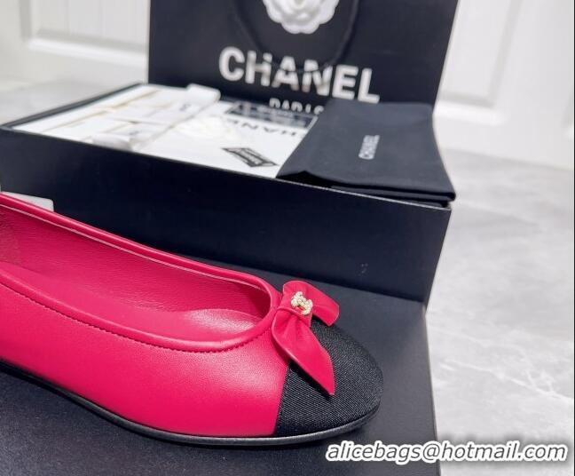 Purchase Chanel Lambskin & Grosgrain Ballerinas Flat with Bow G39999 Fuchsia Pink 030264