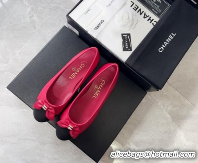 Purchase Chanel Lambskin & Grosgrain Ballerinas Flat with Bow G39999 Fuchsia Pink 030264