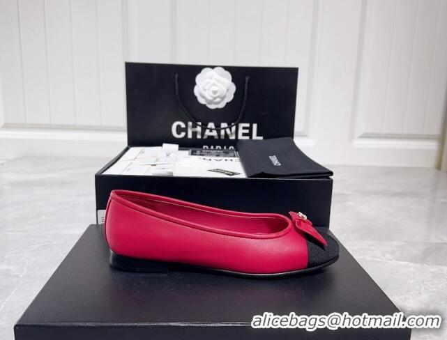 Purchase Chanel Lambskin & Grosgrain Ballerinas Flat with Bow G39999 Fuchsia Pink 030264