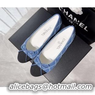 Best Product Chanel Quilted Denim & Grosgrain Ballerinas Blue/Black 030266