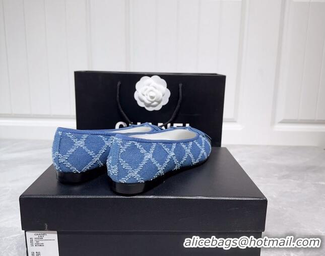 Best Product Chanel Quilted Denim & Grosgrain Ballerinas Blue/Black 030266