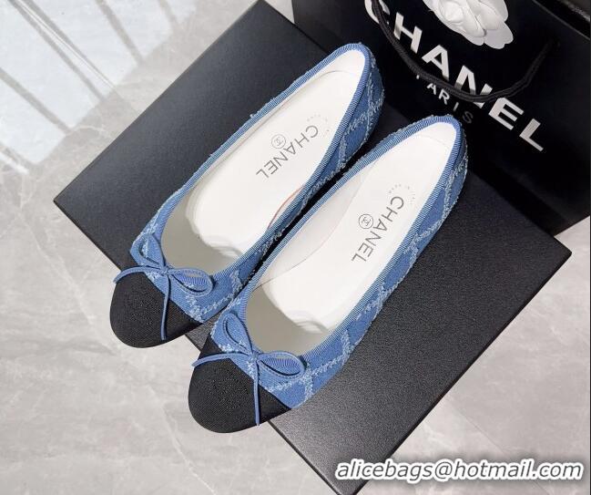 Best Product Chanel Quilted Denim & Grosgrain Ballerinas Blue/Black 030266