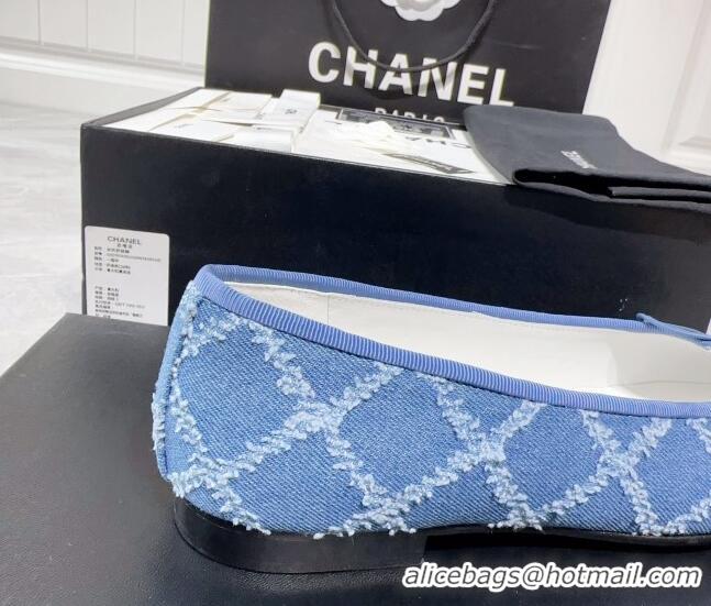 Best Product Chanel Quilted Denim & Grosgrain Ballerinas Blue/Black 030266