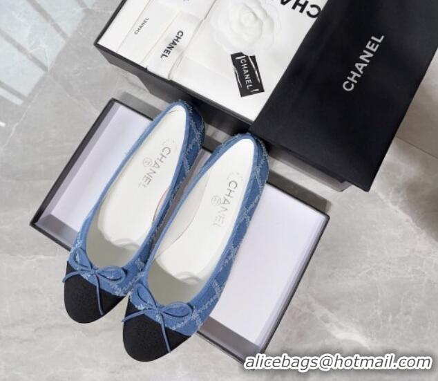 Best Product Chanel Quilted Denim & Grosgrain Ballerinas Blue/Black 030266