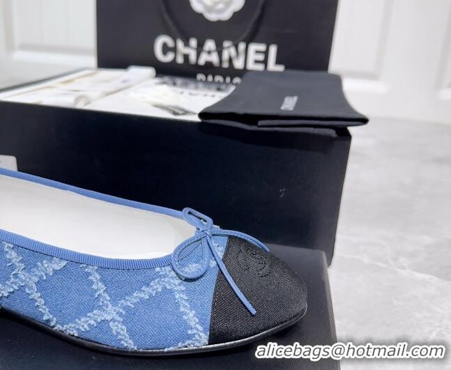 Best Product Chanel Quilted Denim & Grosgrain Ballerinas Blue/Black 030266