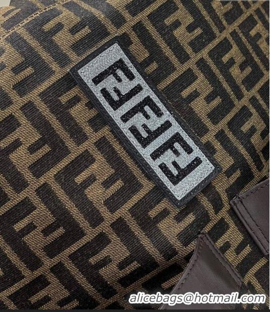 Promotional Fendi Drawstring Backpack in FF Jacquard Fabric 8583 Beige 2022