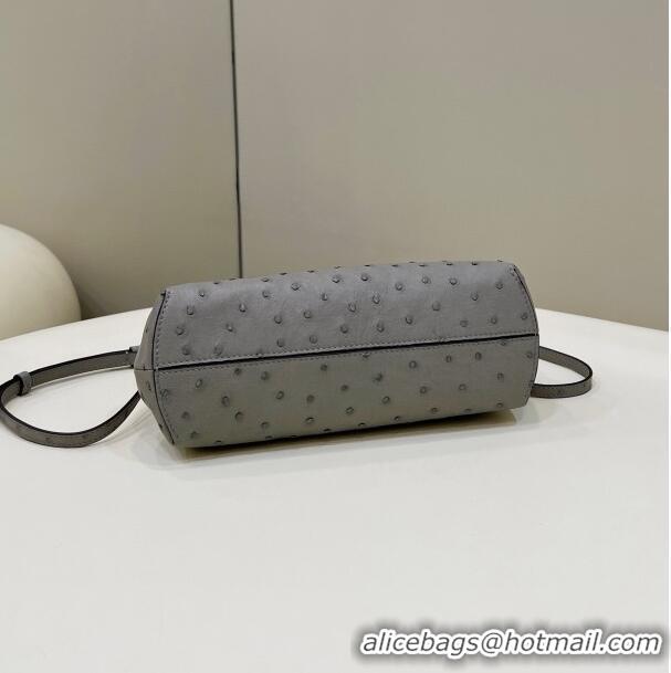 Reasonable Price Fendi First Small Bag in Ostrich Leather Grey 80015M 2022