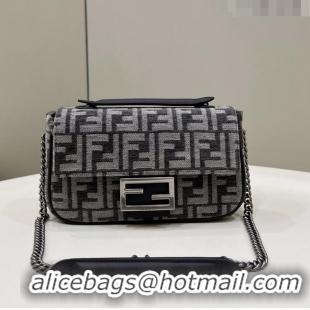 Buy Inexpensive Fendi Baguette Chain Midi Bag in FF Tapestry Fabric 8533B Grey 2022