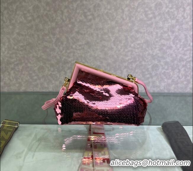 Grade Design Fendi First Small Sequins Bag 129M85 Pink 2022