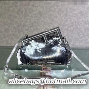 Inexpensive Fendi First Small Sequins Bag 129M85 Silver 2022