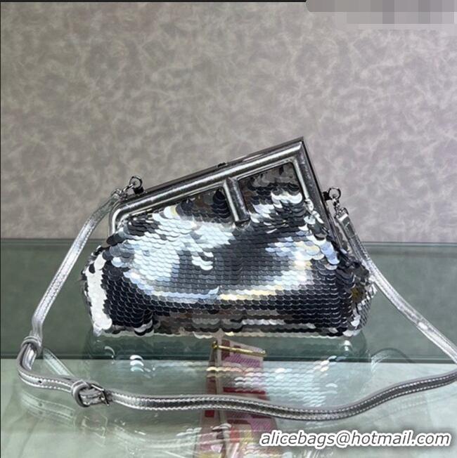 Inexpensive Fendi First Small Sequins Bag 129M85 Silver 2022