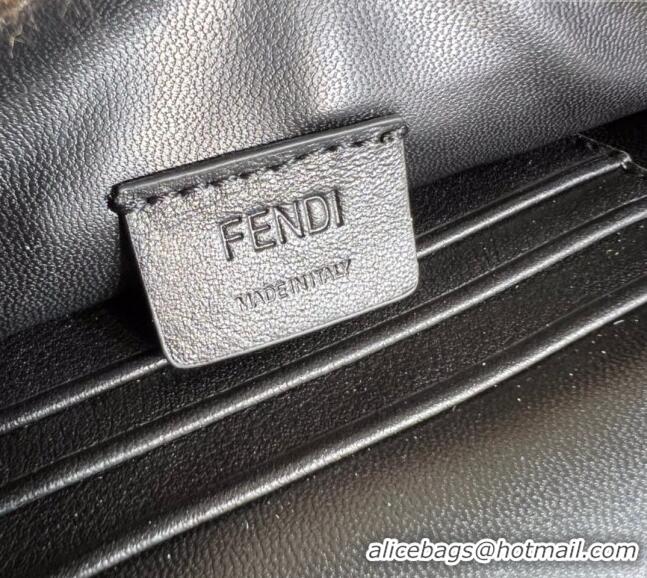 Promotional Fendi Baguette Mini Bag in FF Shearling 0191S Brown/Black 2022