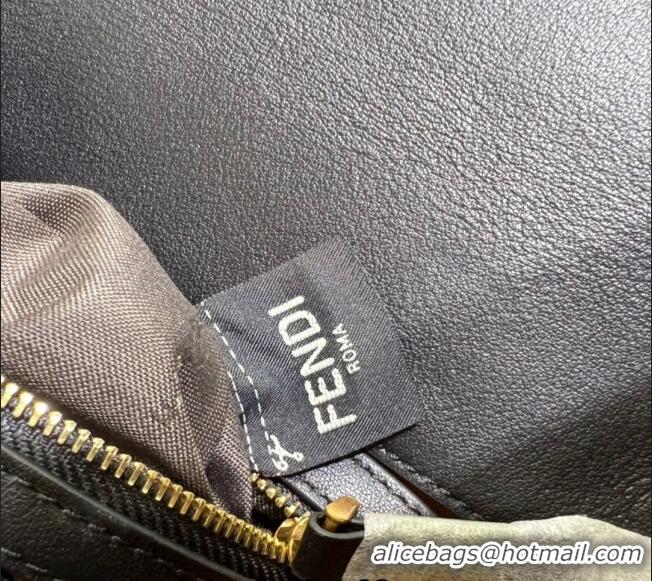 Pretty Style Fendi Baguette Medium Bag in FF Shearling 0191M Brown/Black 2022