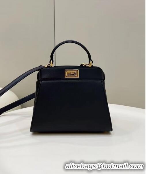 Unique Grade Fendi Peekaboo Mini Bag in Calf Leather 8596S Black 2022