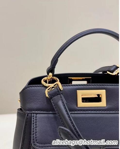 Unique Grade Fendi Peekaboo Mini Bag in Calf Leather 8596S Black 2022