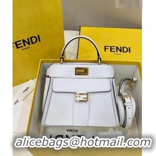 Good Product Fendi Peekaboo Mini Bag in Calf Leather 8596S White 2022