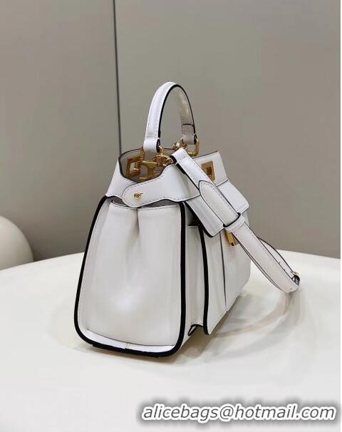 Good Product Fendi Peekaboo Mini Bag in Calf Leather 8596S White 2022