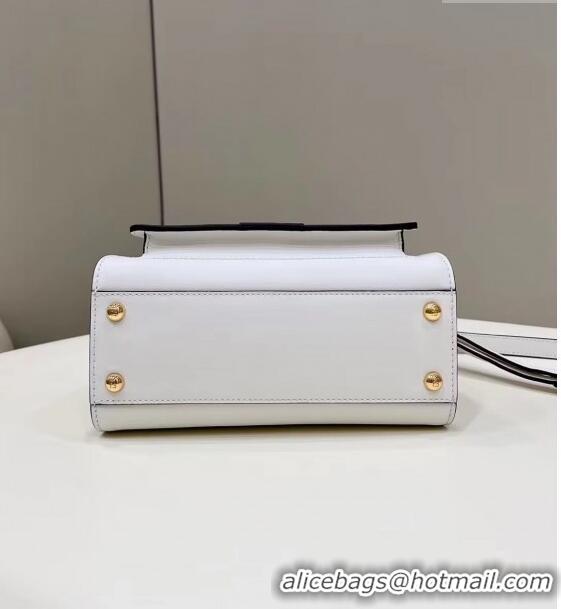 Good Product Fendi Peekaboo Mini Bag in Calf Leather 8596S White 2022