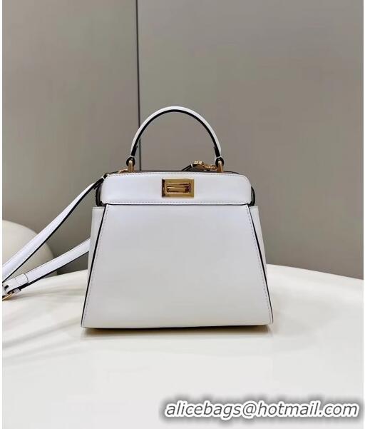 Good Product Fendi Peekaboo Mini Bag in Calf Leather 8596S White 2022