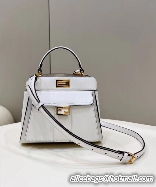 Good Product Fendi Peekaboo Mini Bag in Calf Leather 8596S White 2022