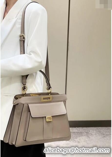 Super Quality Fendi Peekaboo Medium Bag in Calf Leather 8596M Grey 2022