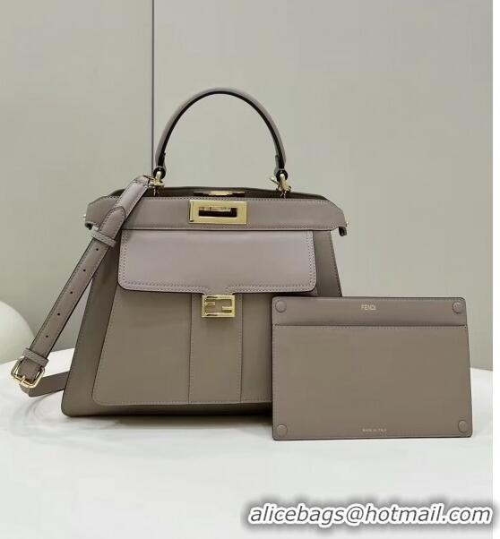 Super Quality Fendi Peekaboo Medium Bag in Calf Leather 8596M Grey 2022