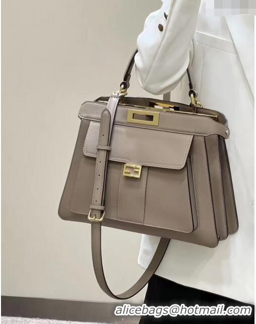 Super Quality Fendi Peekaboo Medium Bag in Calf Leather 8596M Grey 2022