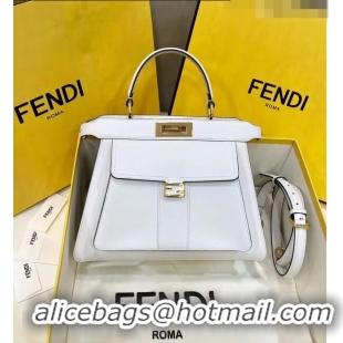 Promotional Fendi Peekaboo Medium Bag in Calf Leather 8596M White 2022