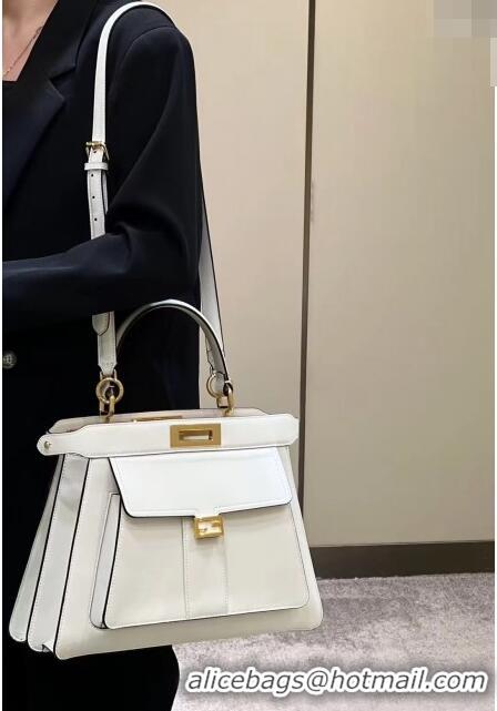 Promotional Fendi Peekaboo Medium Bag in Calf Leather 8596M White 2022