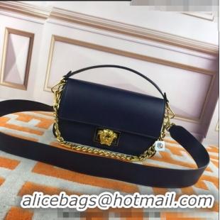 Promotional Versace x Fendi Leather Baguette Medium Bag 8820 Dark Blue 2022