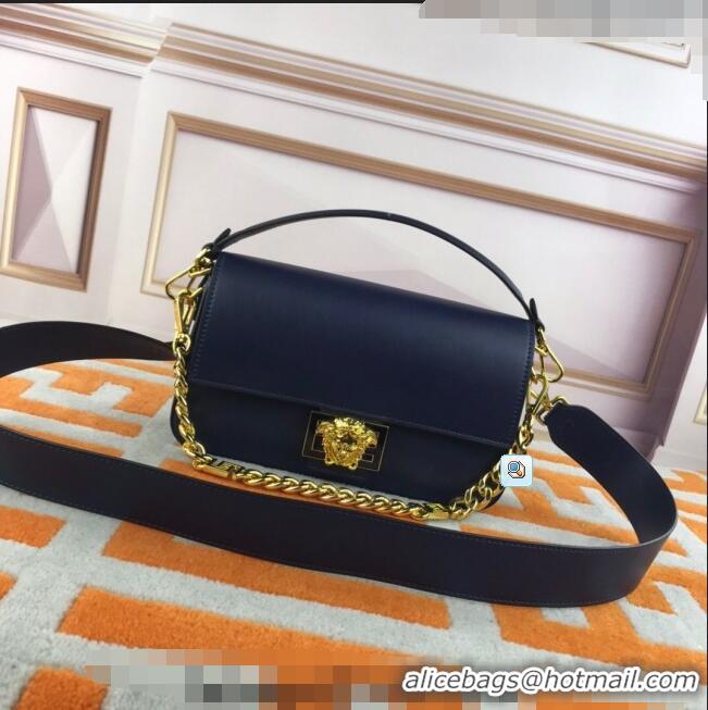 Promotional Versace x Fendi Leather Baguette Medium Bag 8820 Dark Blue 2022