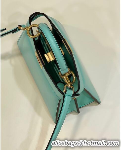 Grade Promotional Fendi Peekaboo ISeeU Petite Bag in Nappa Leather 80062 Turquoise Blue 2023