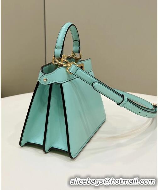 Grade Promotional Fendi Peekaboo ISeeU Petite Bag in Nappa Leather 80062 Turquoise Blue 2023