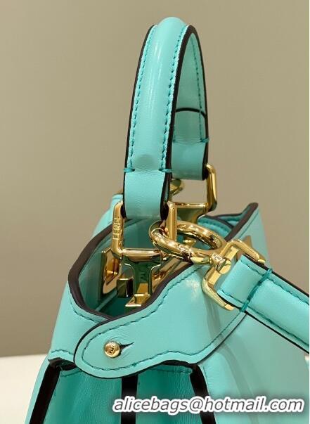 Grade Promotional Fendi Peekaboo ISeeU Petite Bag in Nappa Leather 80062 Turquoise Blue 2023