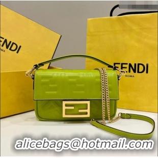 Top Quality Fendi Baguette Mini Nappa Leather Bag 0135AS Acid Green 2023