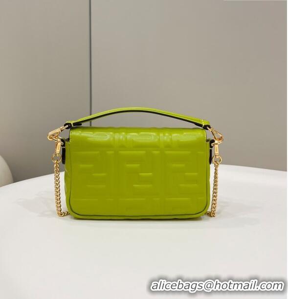 Top Quality Fendi Baguette Mini Nappa Leather Bag 0135AS Acid Green 2023