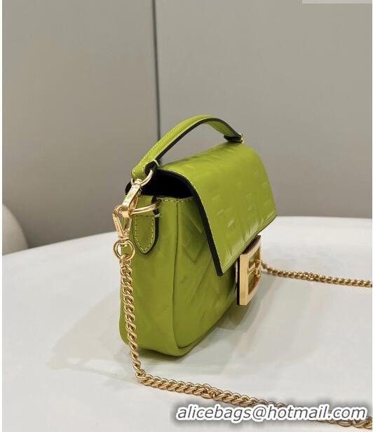 Top Quality Fendi Baguette Mini Nappa Leather Bag 0135AS Acid Green 2023