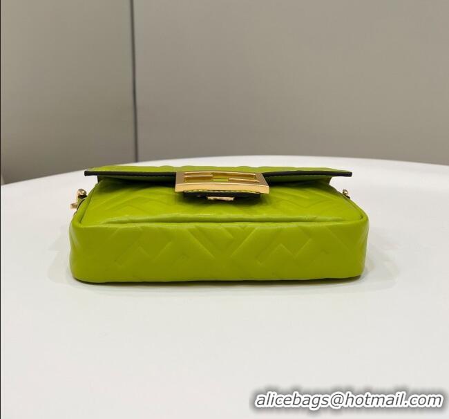 Top Quality Fendi Baguette Mini Nappa Leather Bag 0135AS Acid Green 2023