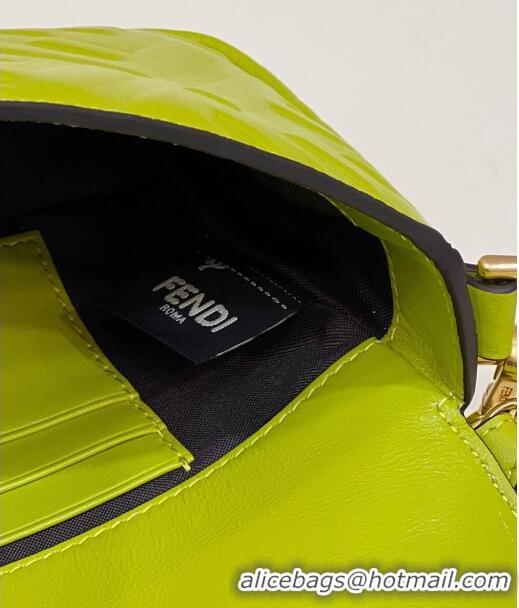 Top Quality Fendi Baguette Mini Nappa Leather Bag 0135AS Acid Green 2023