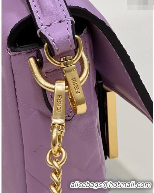 Top Quality Fendi Baguette Mini Nappa Leather Bag 0135AS Lilac Purple 2023