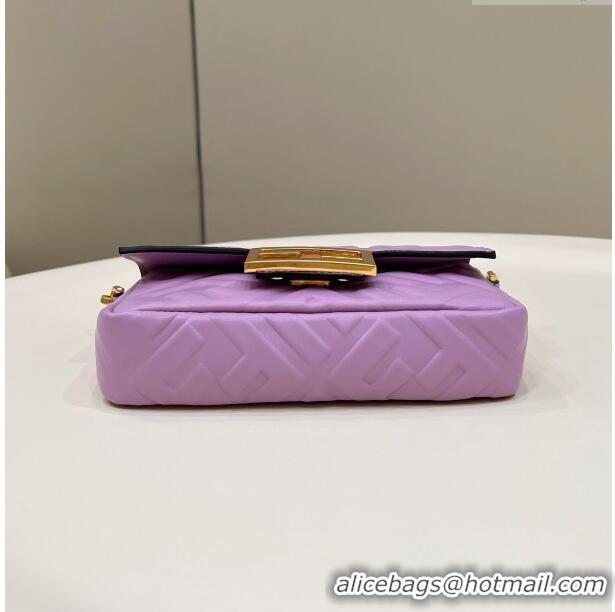 Top Quality Fendi Baguette Mini Nappa Leather Bag 0135AS Lilac Purple 2023