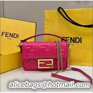 Promotional Grade Fendi Baguette Mini Nappa Leather Bag 0135AS Dark Pink 2023