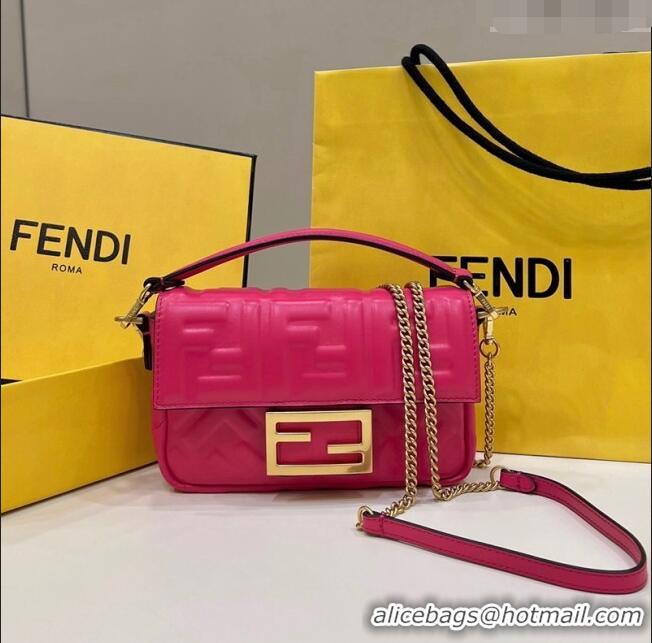 Promotional Grade Fendi Baguette Mini Nappa Leather Bag 0135AS Dark Pink 2023